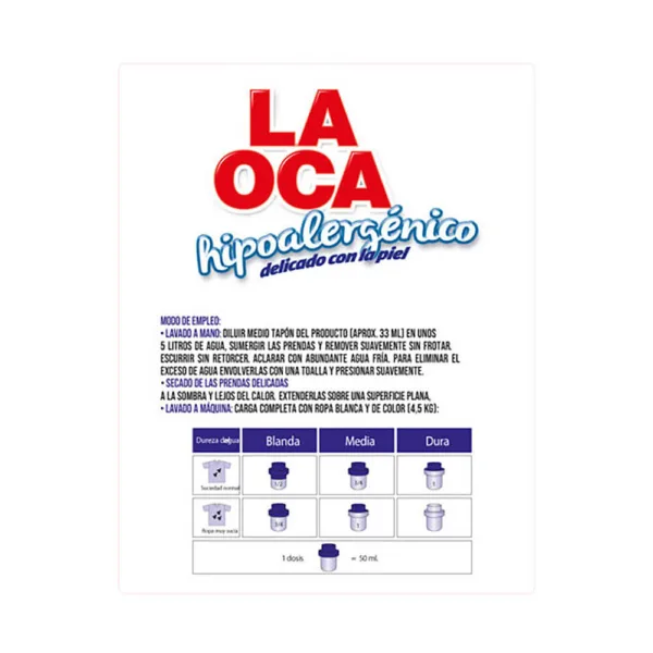 Detergente líquido Hipoalergénico LA OCA botella 2 L